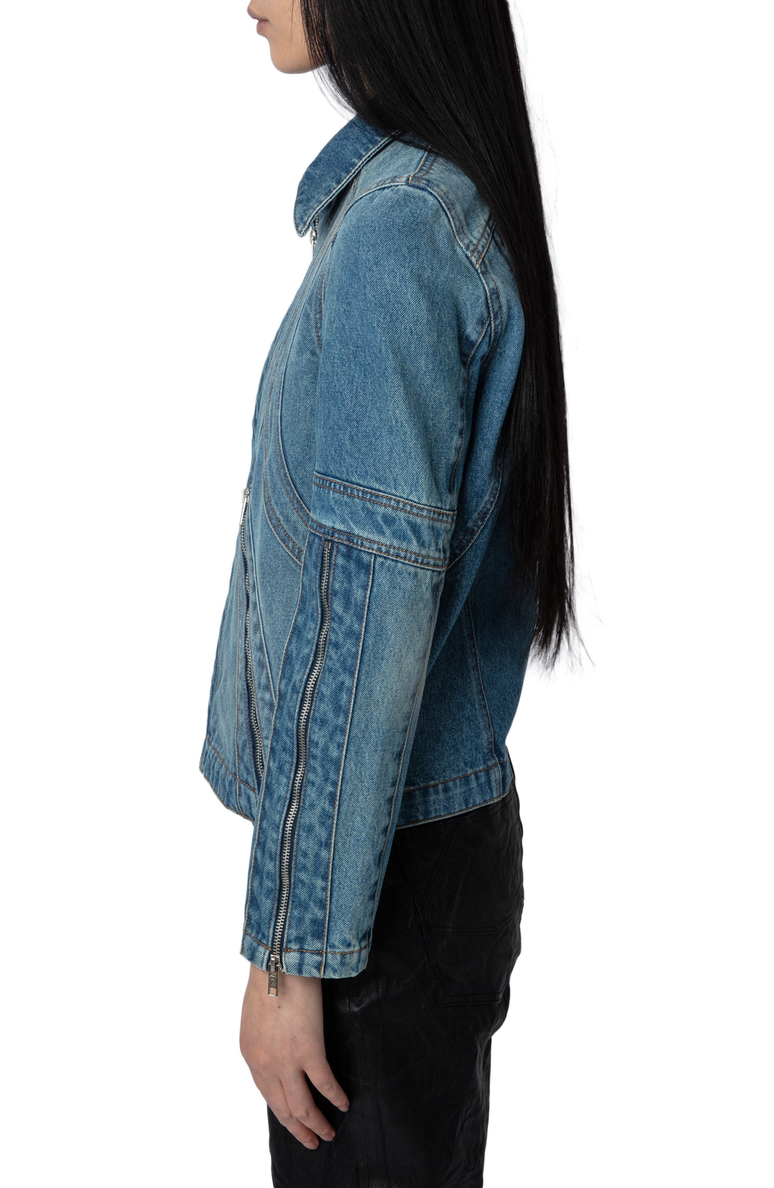 Zadig & Voltaire Bons Cotton Denim Jacket in Light Blue at Nordstrom - 3