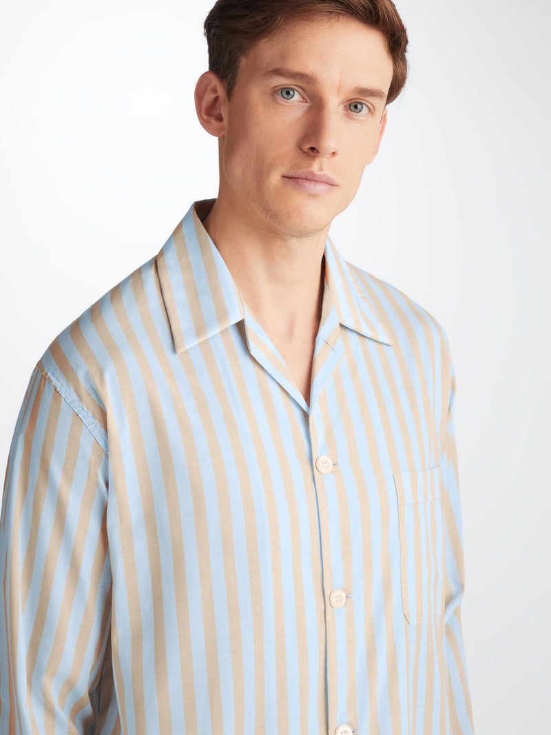 Men's Classic Fit Pajamas Amalfi 20 Cotton Batiste Blue - 5