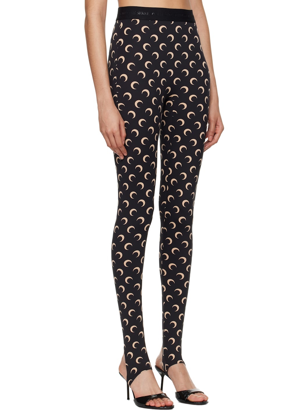 Black Recycled Jersey Moon Stirrup Leggings - 2