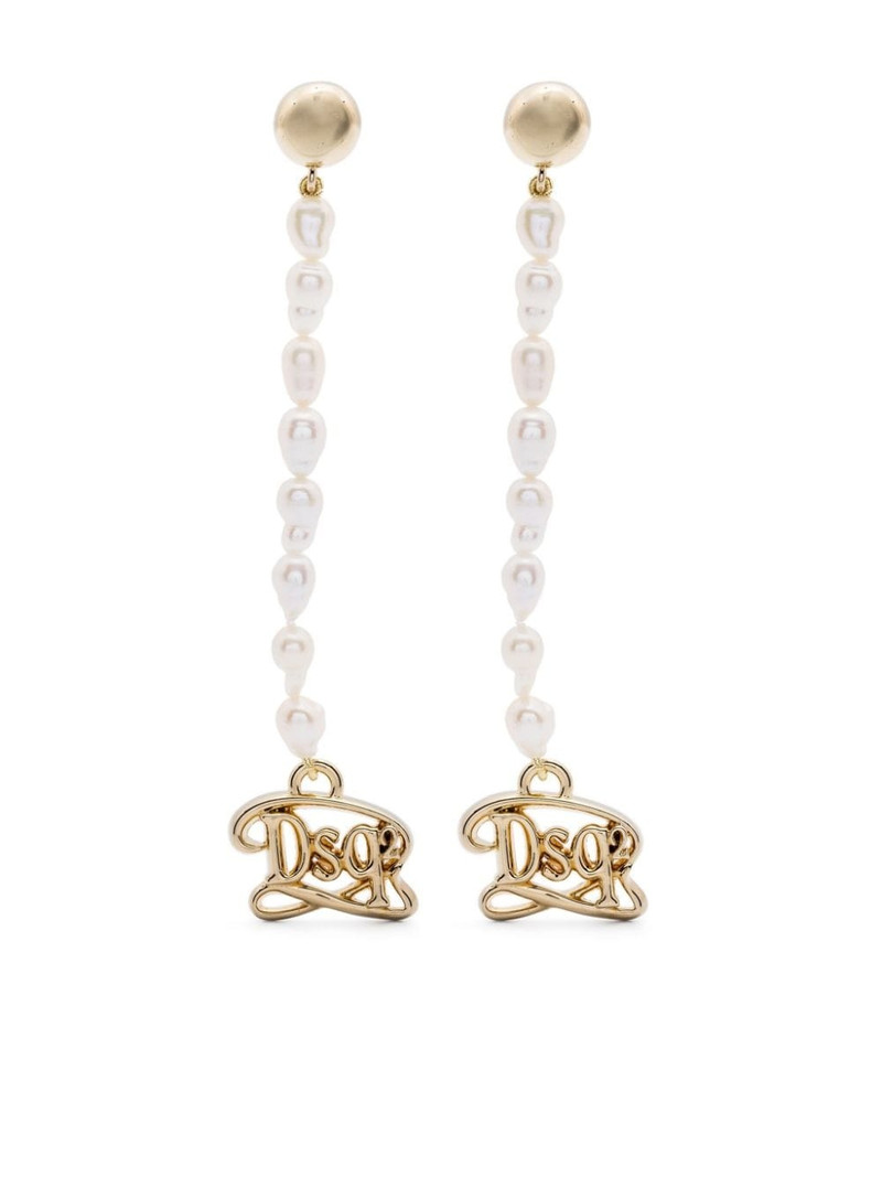 logo-plaque dangle earrings 1
