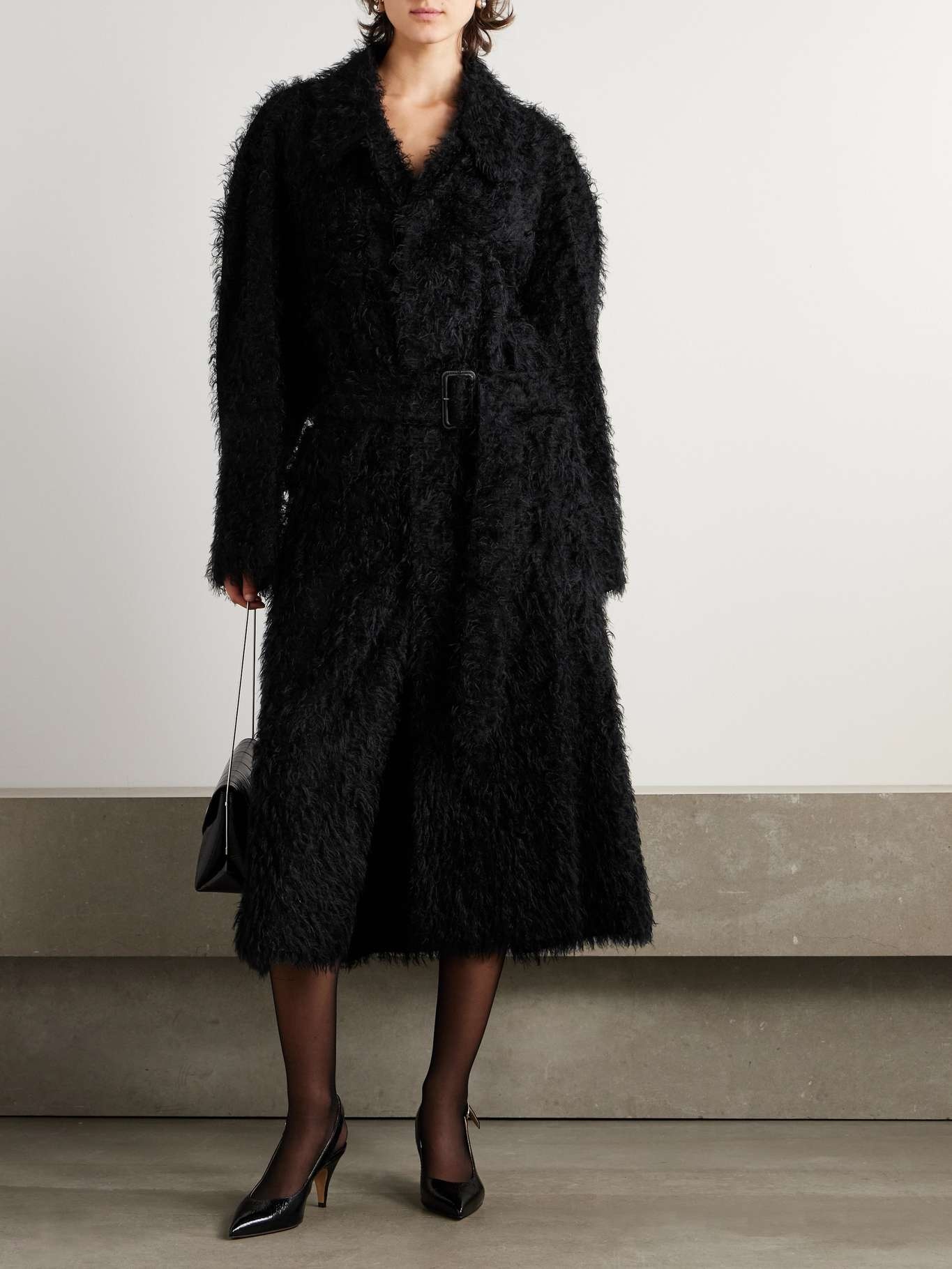 Belted faux-shearling coat - 2