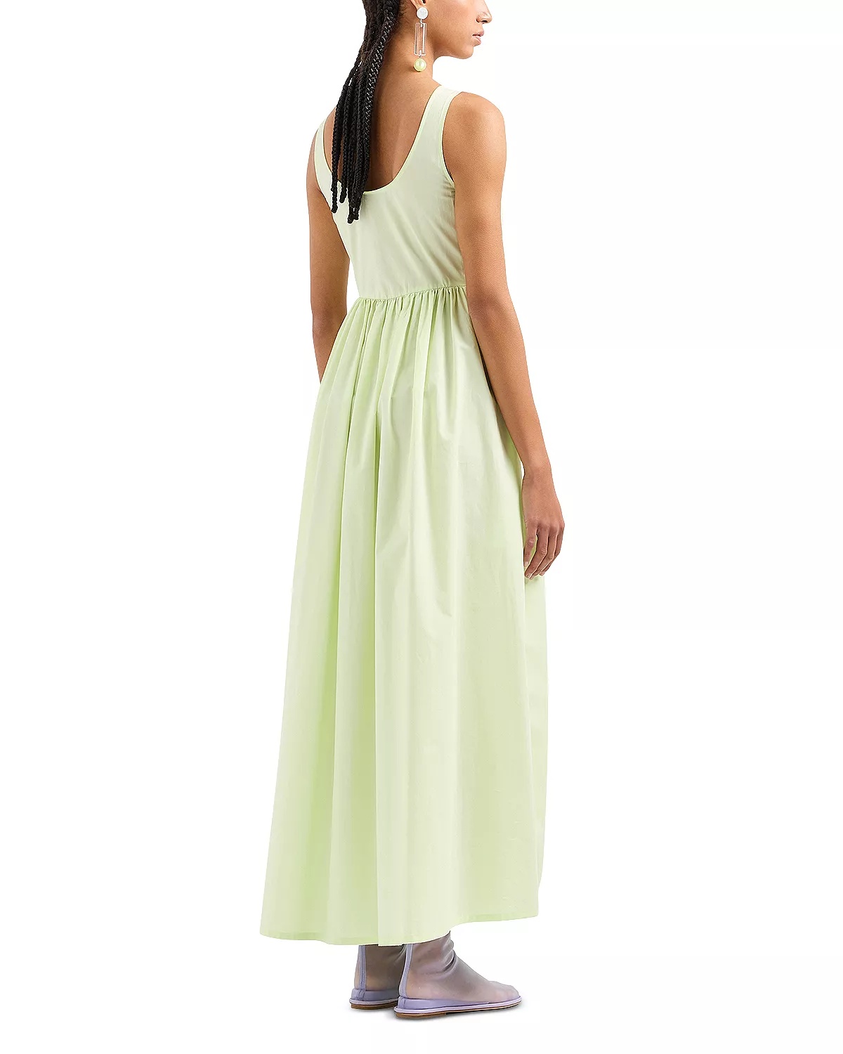 Sleeveless Gathered Cotton Maxi Dress - 4