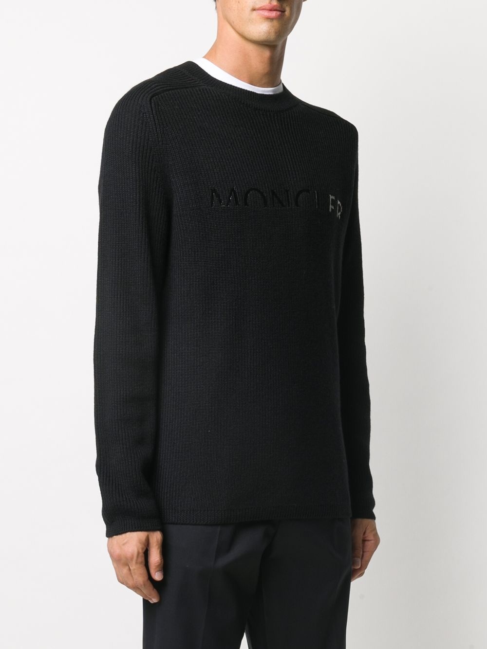 half logo knitted sweater - 3