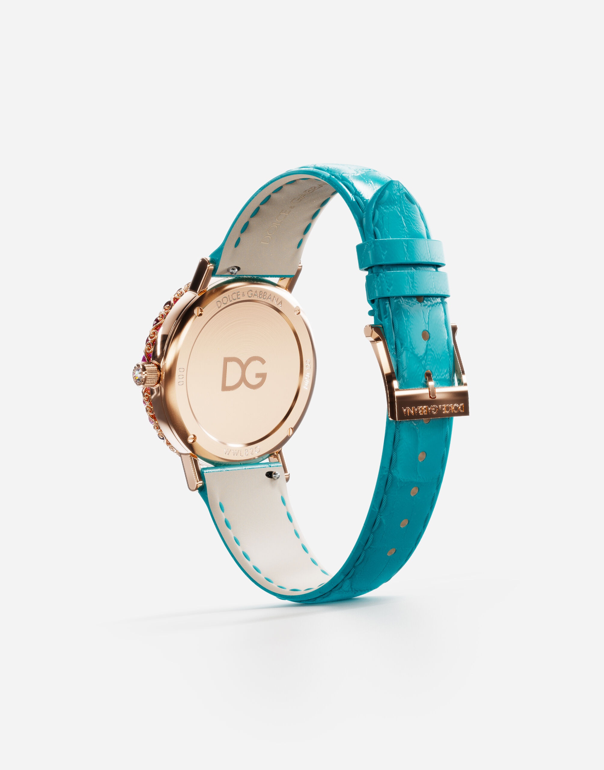 Iris watch in rose gold with multi-colored fine gems - 4