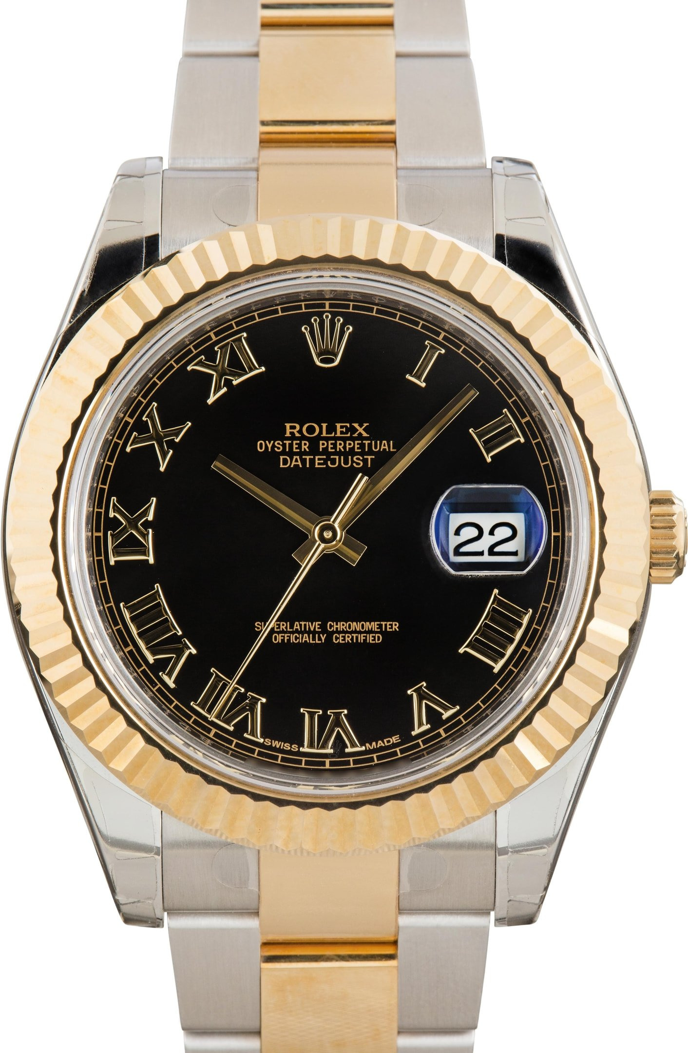 Pre-owned Rolex Datejust II Ref 116333 Black Roman Dial - 1