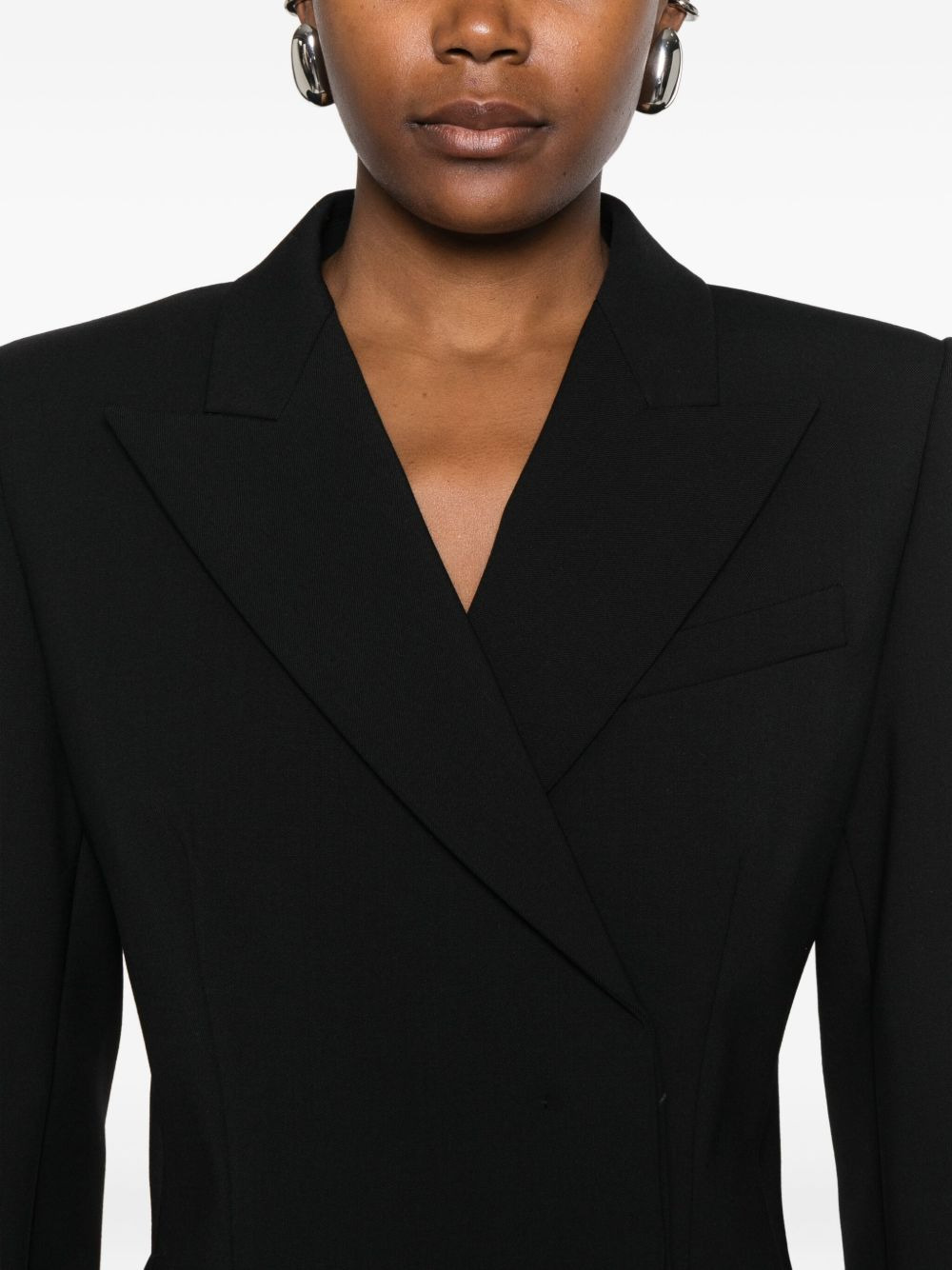 peak-lapels wool-blend blazer - 5