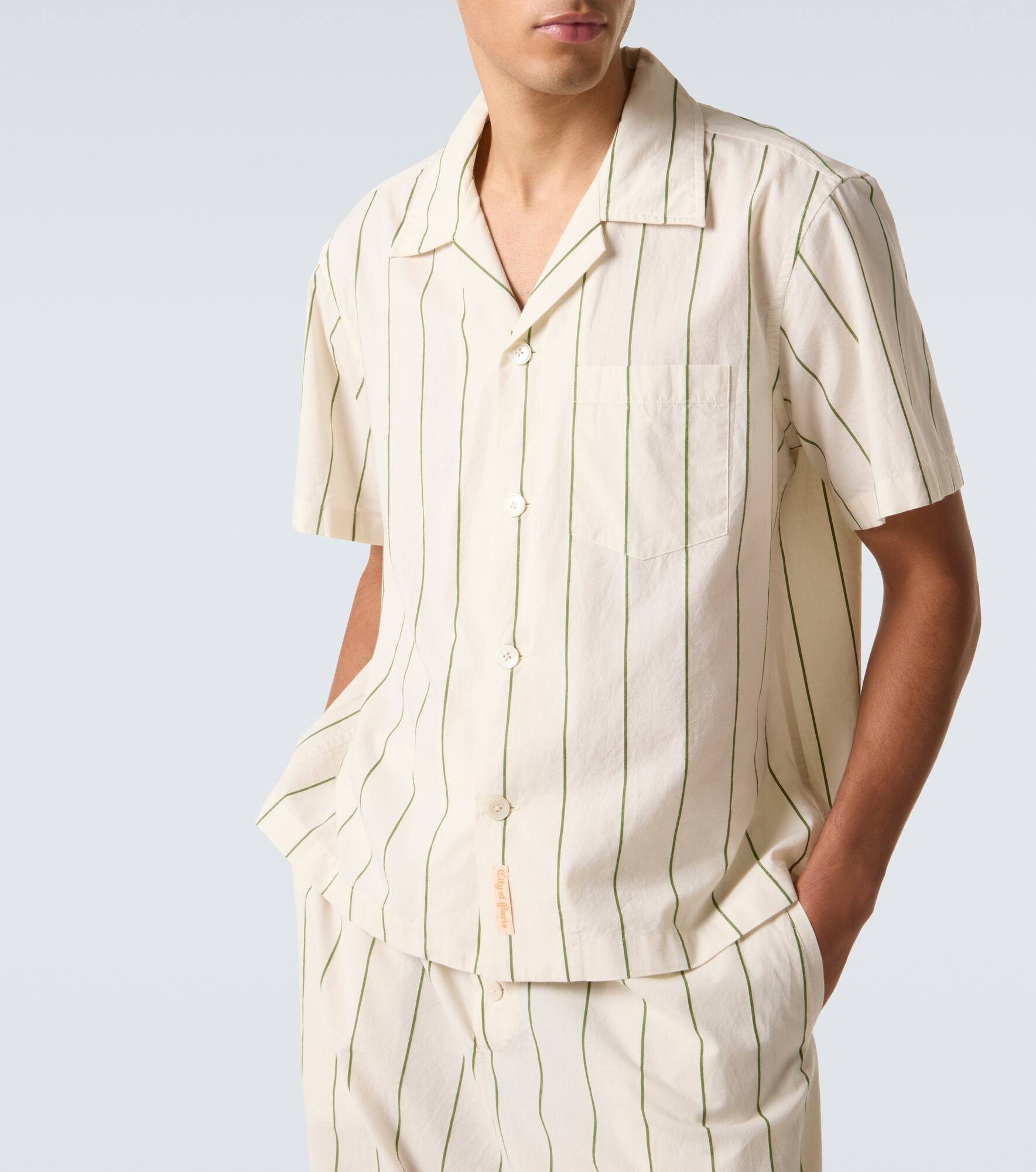 Celery striped cotton bowling shirt - 5