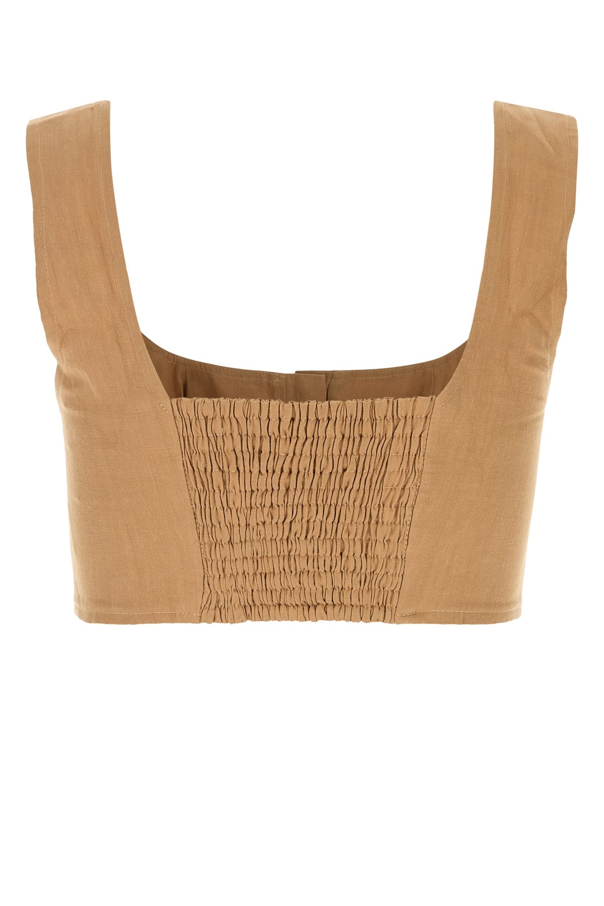 Camel linen Jirja crop-top - 2