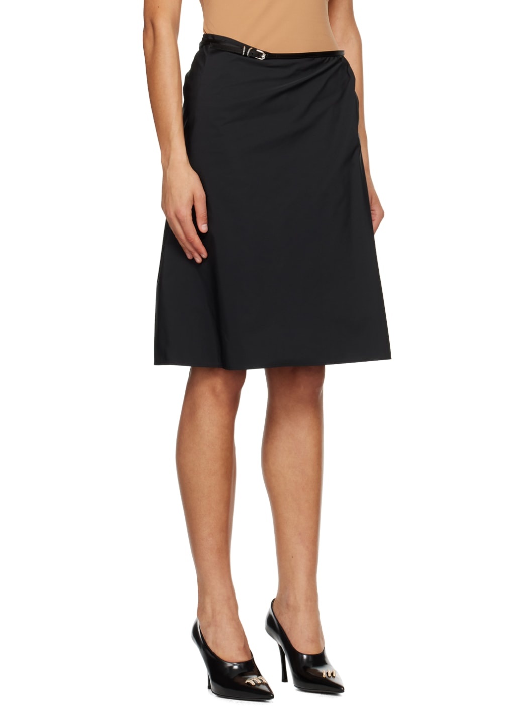Black Voyou Belt Midi Skirt - 2