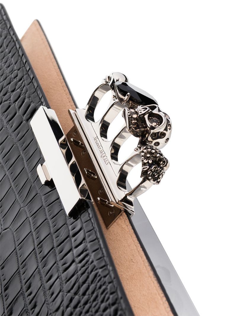 crocodile-embossed knuckleduster clutch - 5