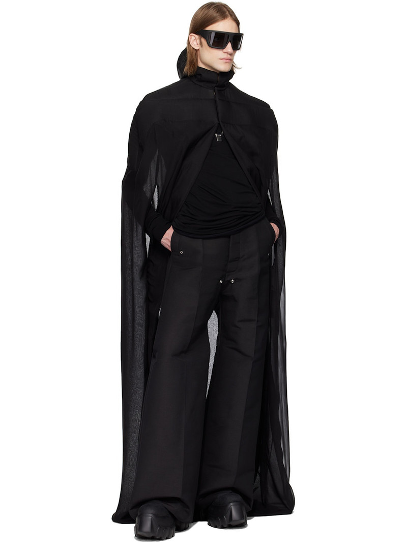 Rick Owens Black Hollywood Pville Cape Long Coat outlook