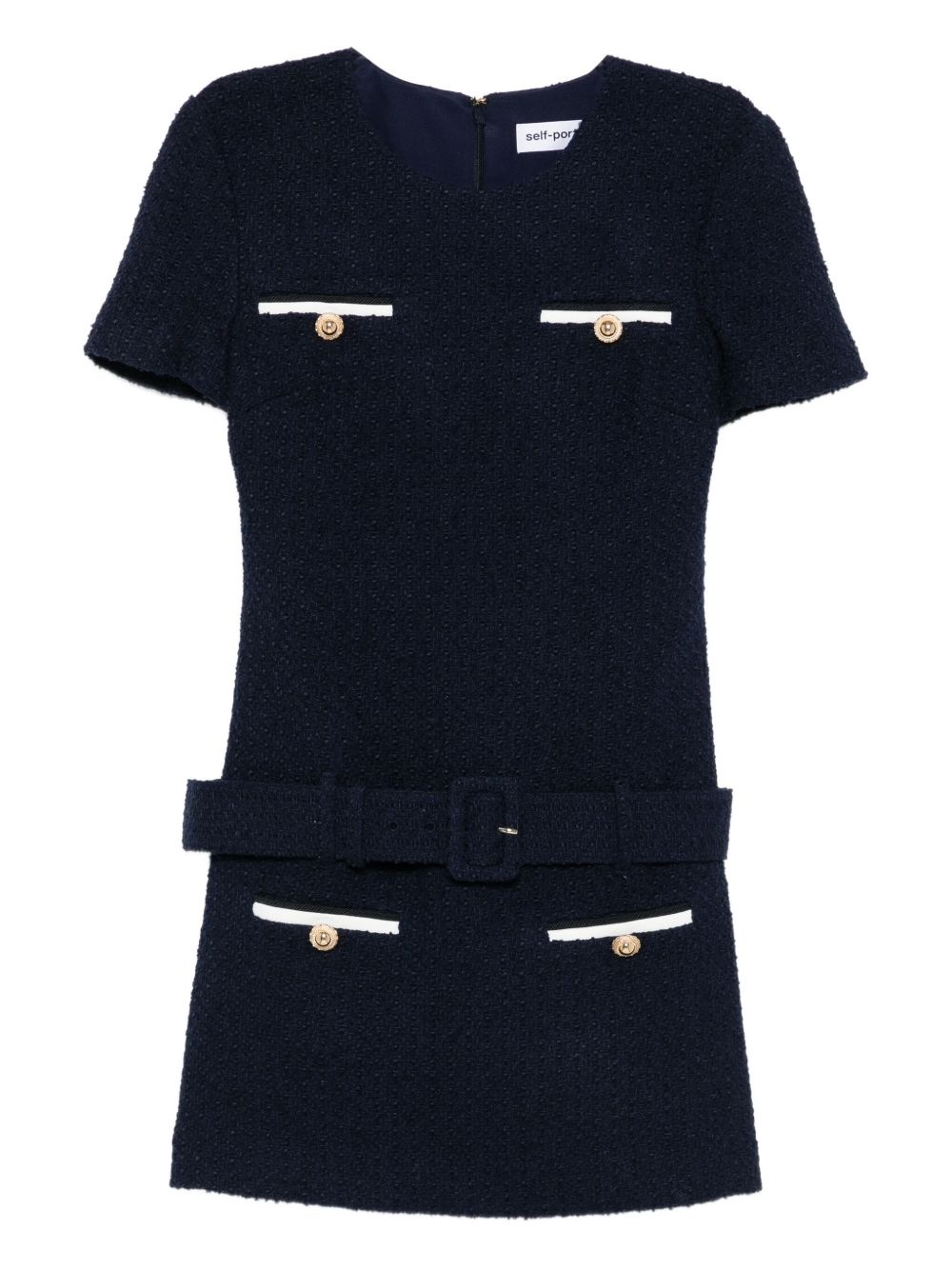 belted tweed mini dress - 1