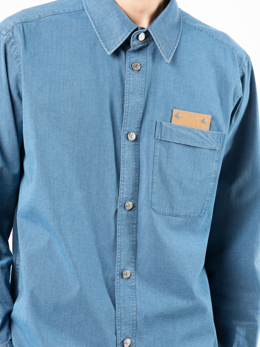 patch-detail denim shirt - 5