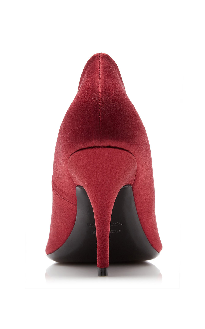 BALENCIAGA Avenue BB Satin Pumps burgundy outlook