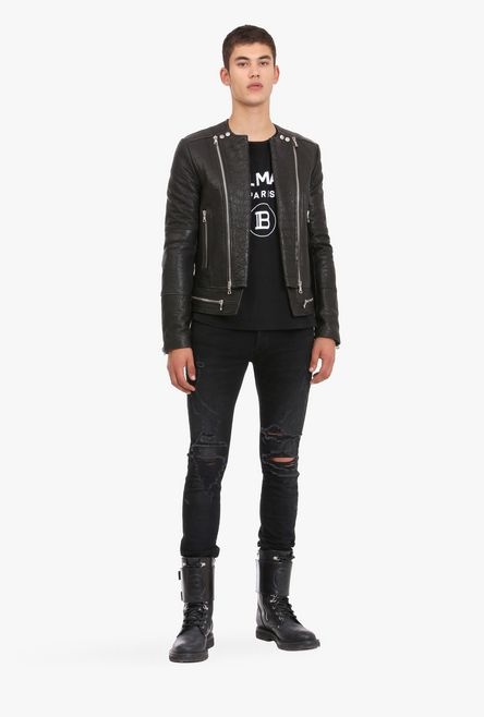 Leather biker jacket - 2