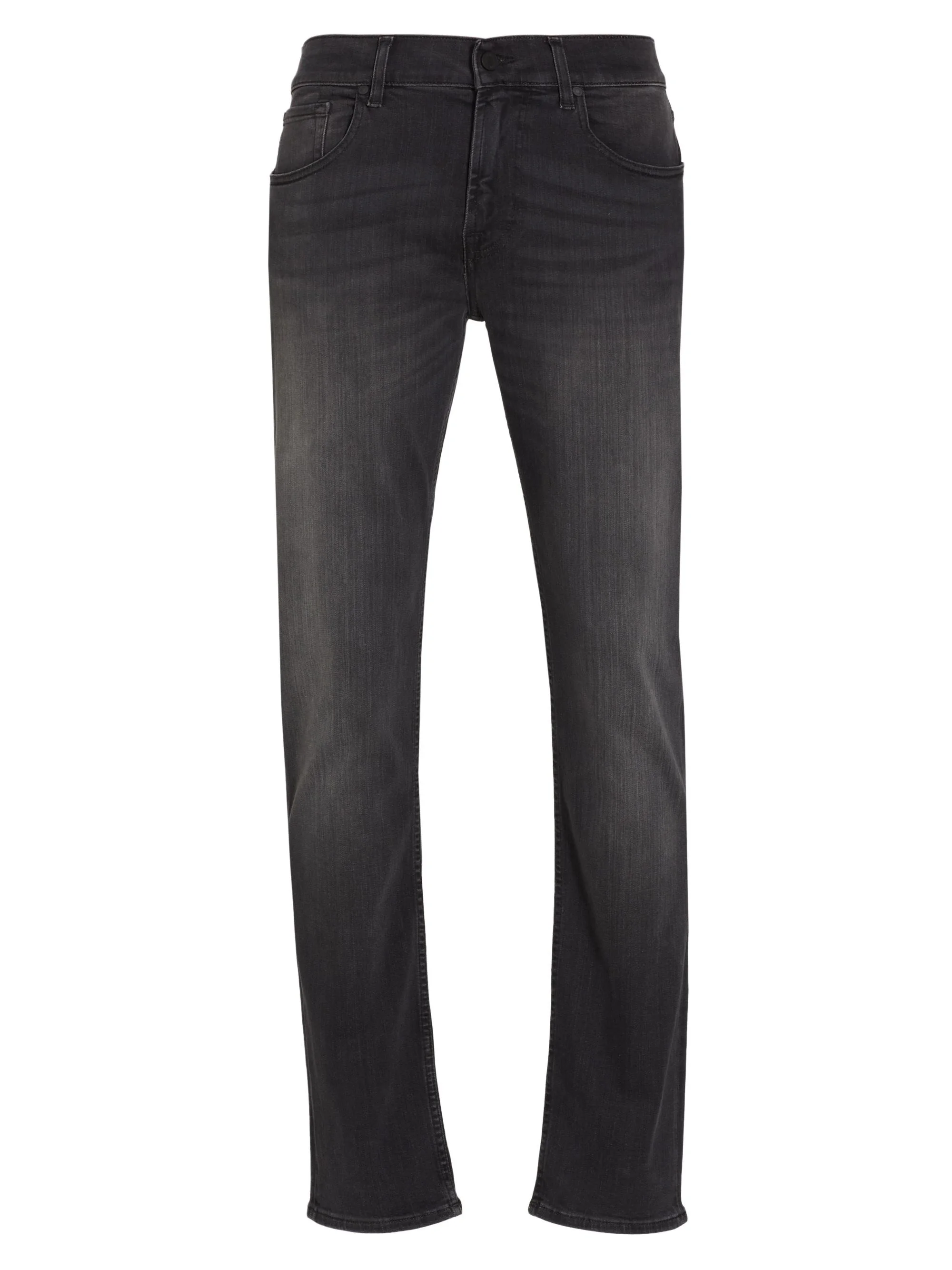 Men's Slimmy Cotton-Blend Tapered Jeans - Washed Black - 1