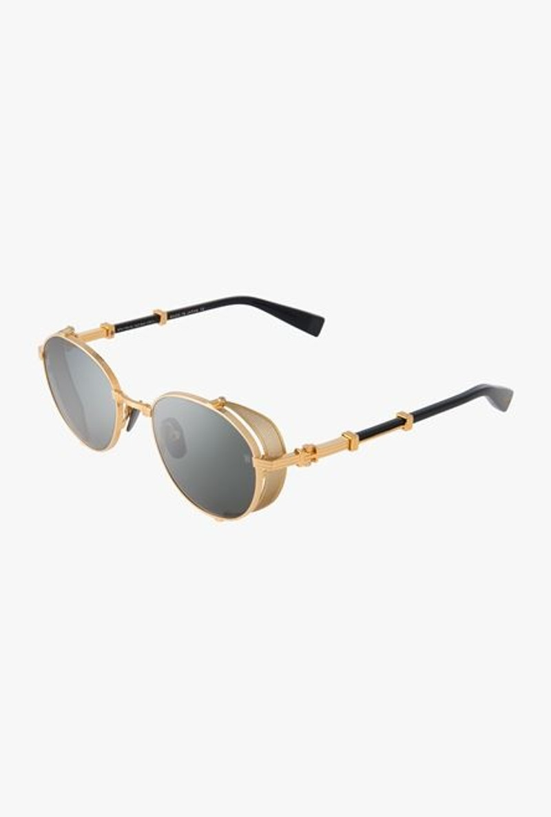 Balmain Black and gold-tone titanium Brigade-I sunglasses outlook