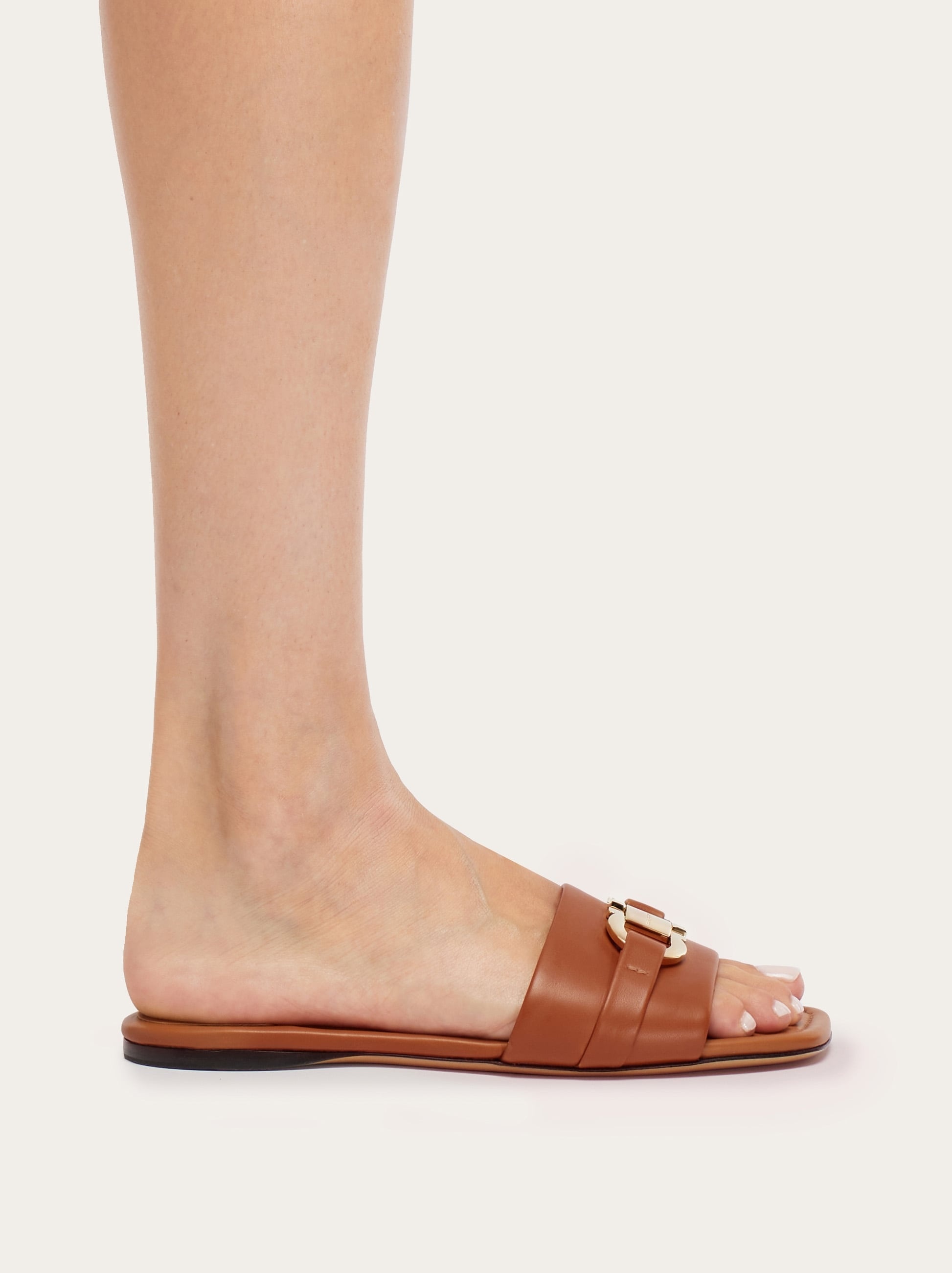 Ferragamo Women Gancini ornament sandal Orange Size 9.5