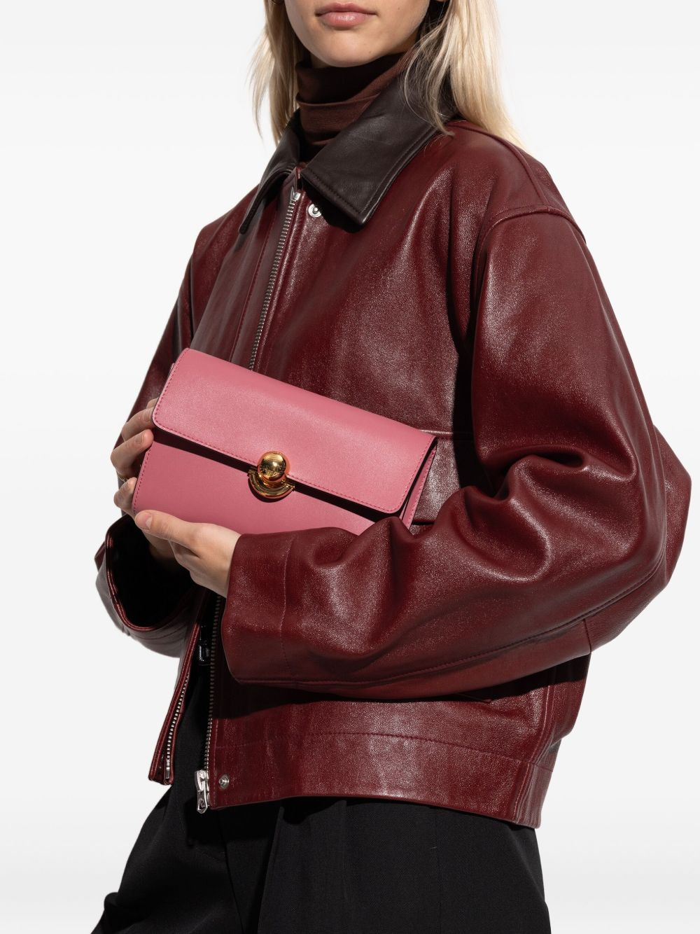 circular-clasp leather tote bag - 2