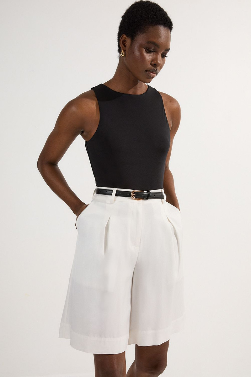 Tall Premium Viscose Linen Belted Woven City Short 1