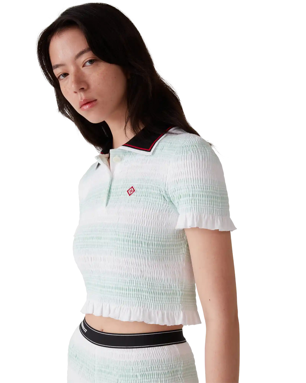 Stripe Shirred Polo Shirt | Casablanca Paris - 4