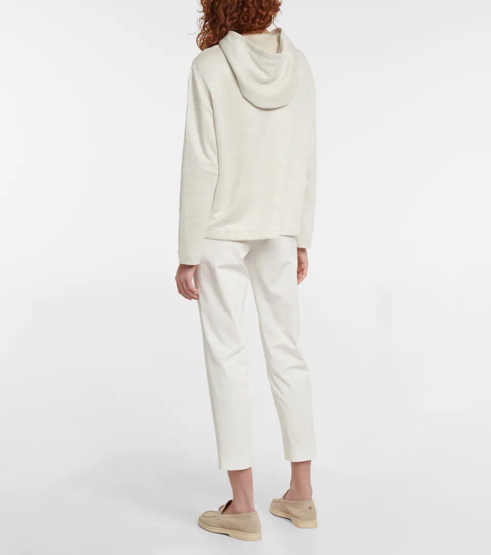 Zip-up linen jersey hoodie - 3