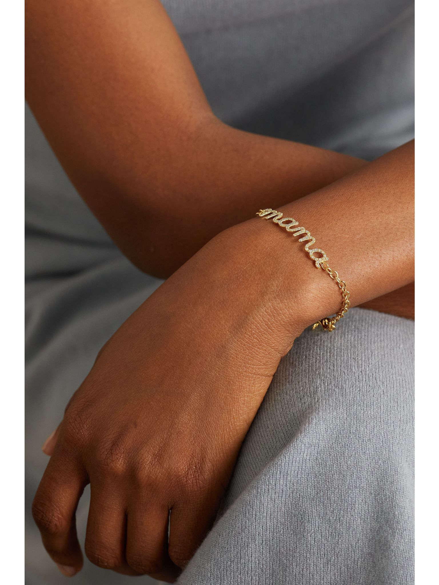 Large Mama Script 14-karat gold diamond bracelet Gold - 2