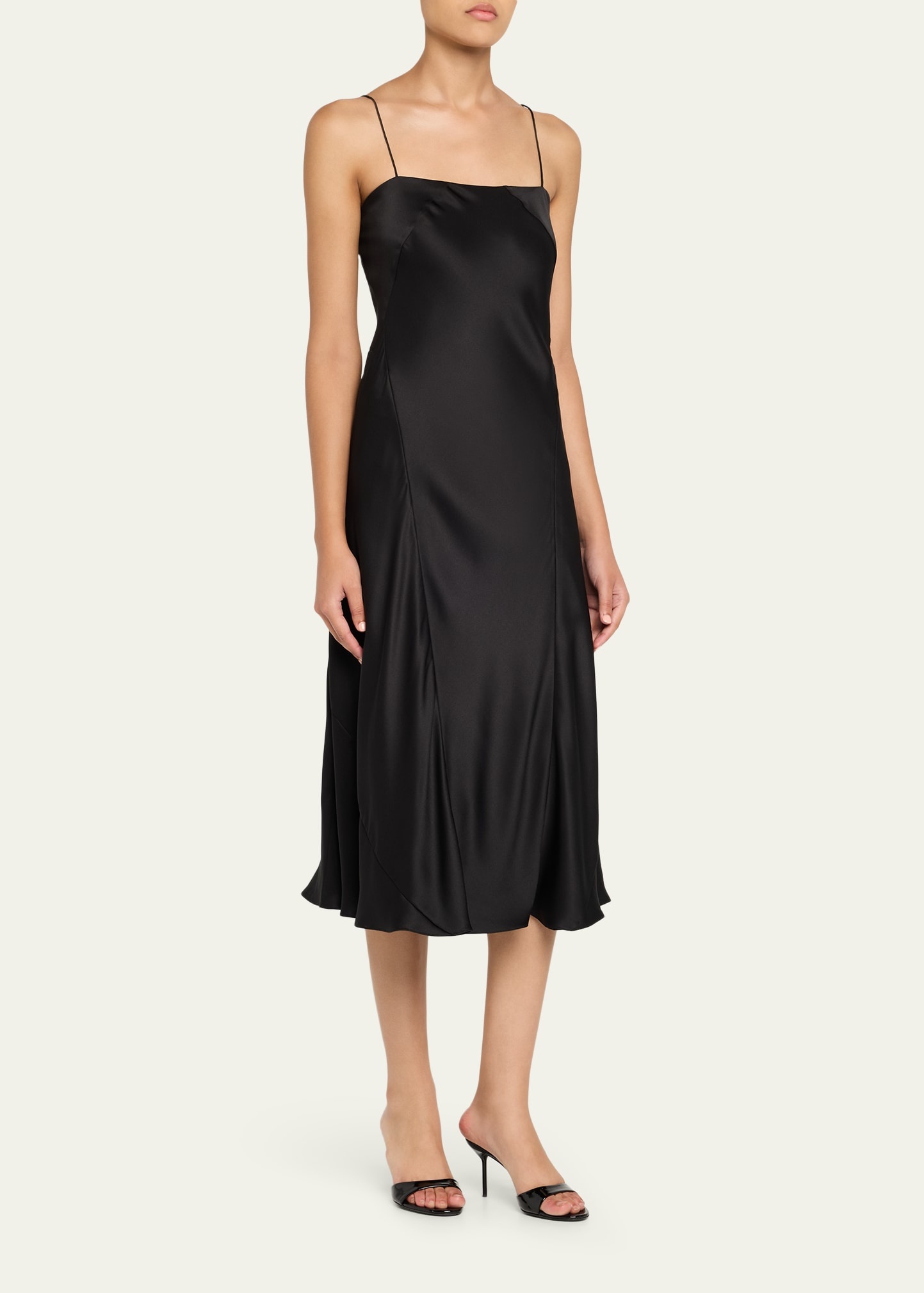 Double Silk Satin Spaghetti-Strap Midi Dress - 4