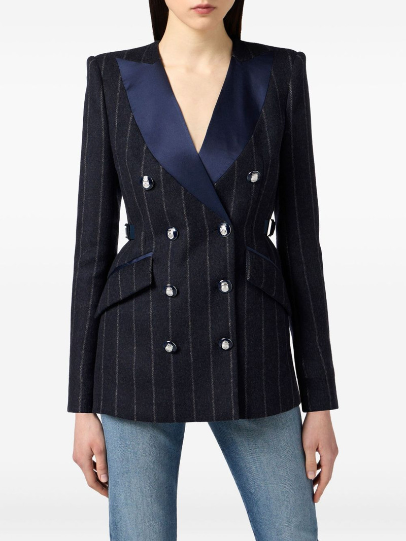 pinstripe satin-lapel blazer 4