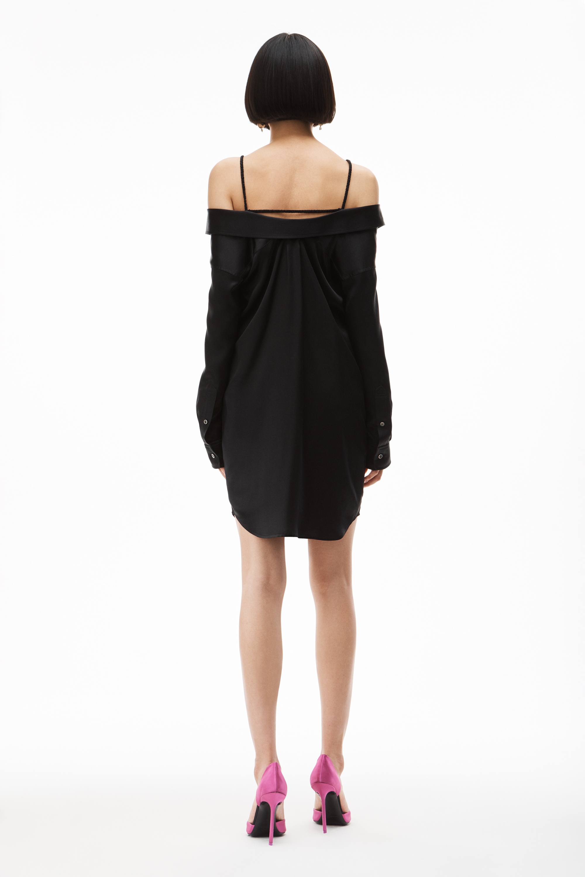 OFF-SHOULDER DRESS IN SILK CHARMEUSE - 5