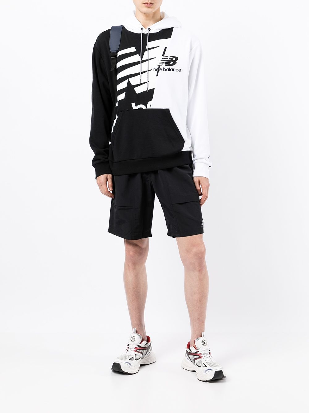 two-tone logo-print hoodie - 2