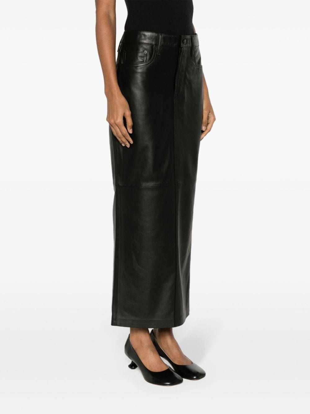 leather maxi column skirt - 3