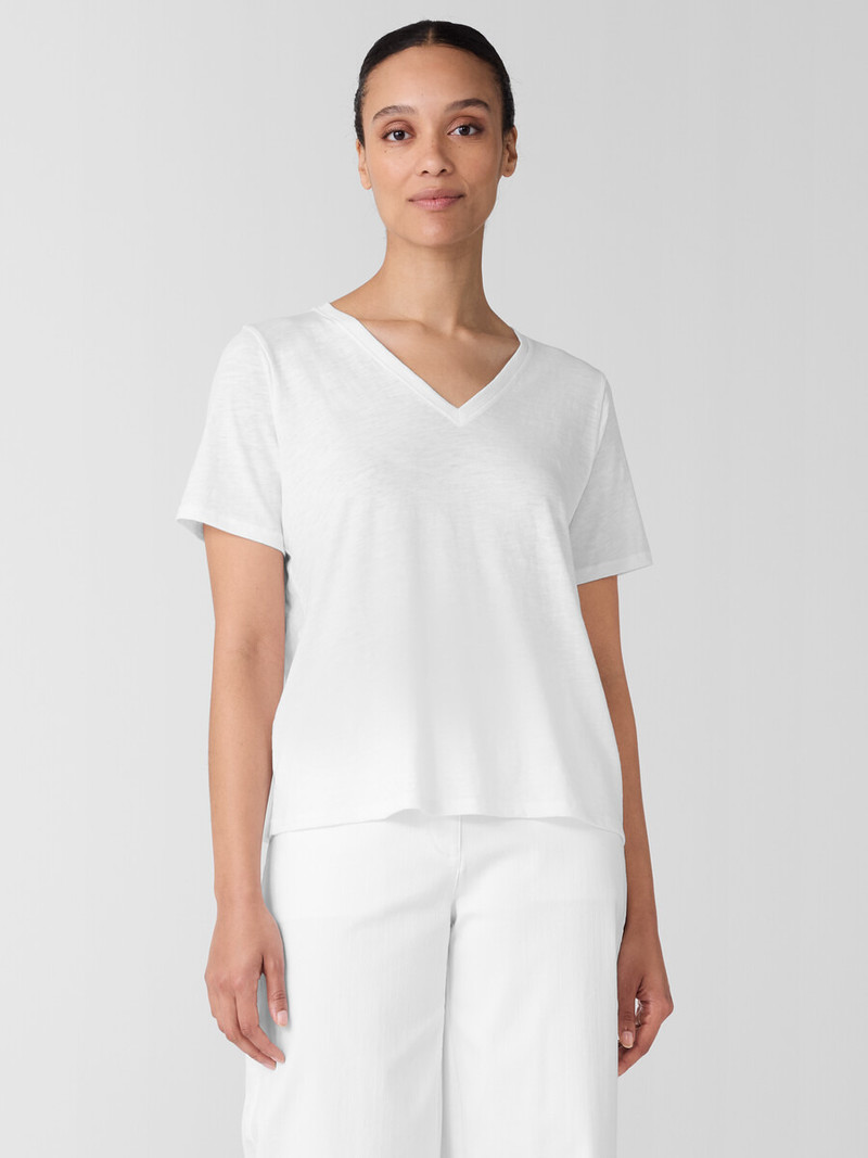 EILEEN FISHER Organic Cotton Slubby Jersey V-Neck Tee outlook