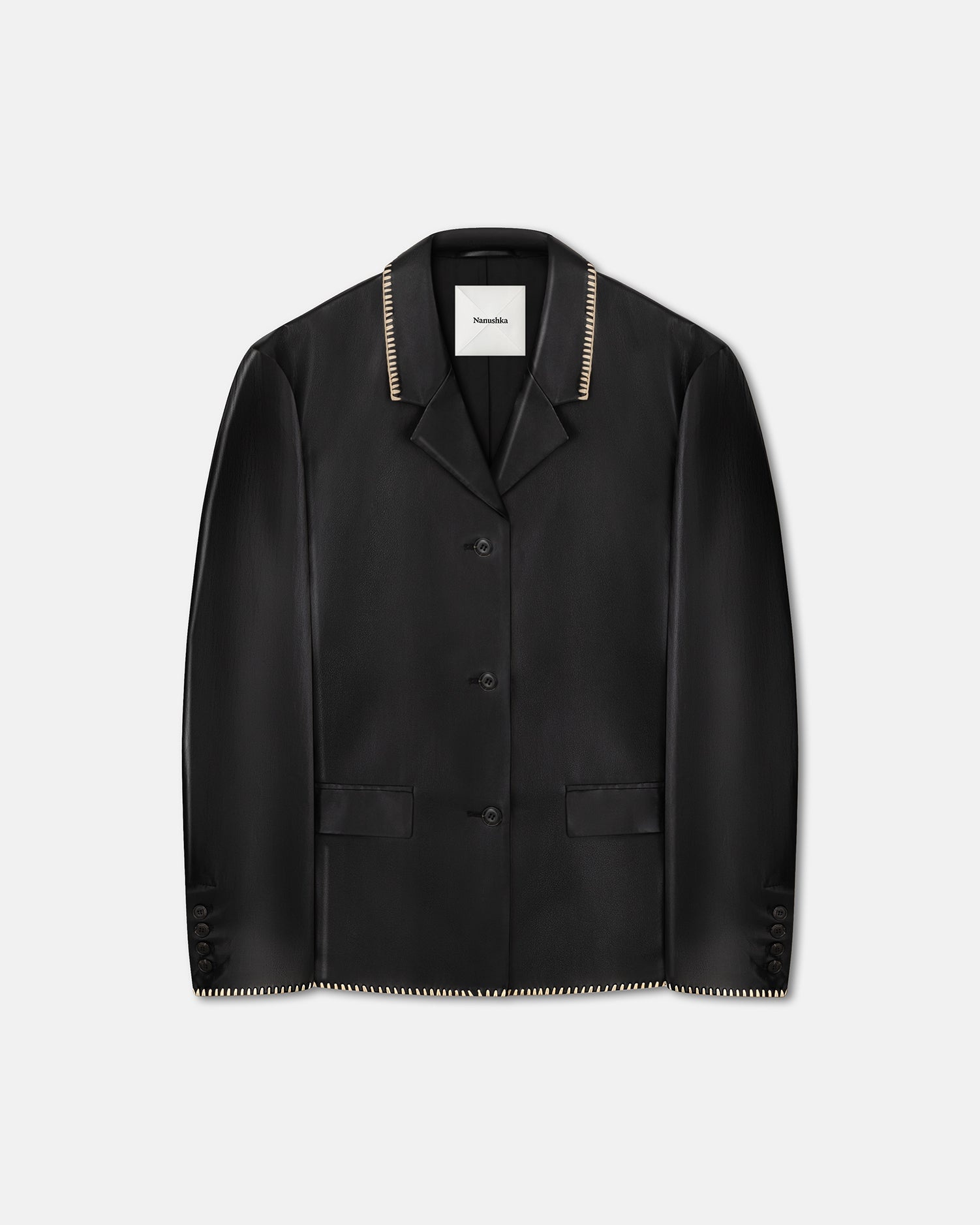 Belted Okobor™ Alt-Leather Blazer - 1