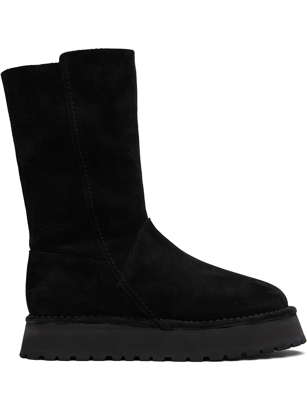 Black Nubuck Leather Slip-On Boots - 1
