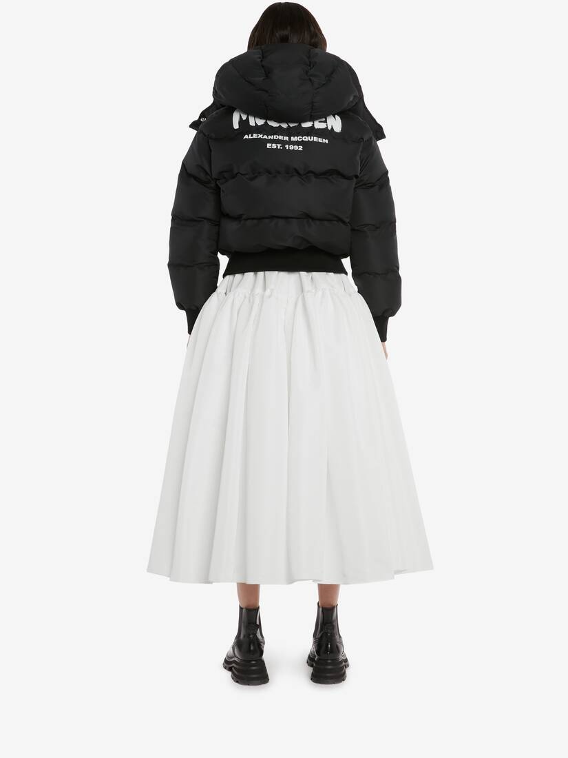 Gathered Midi Skirt in Optical White - 4