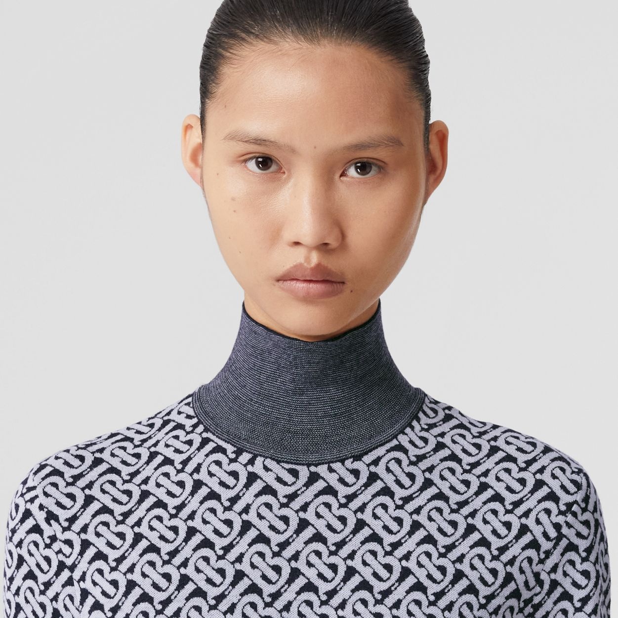 Monogram Wool Jacquard Turtleneck Sweater - 3