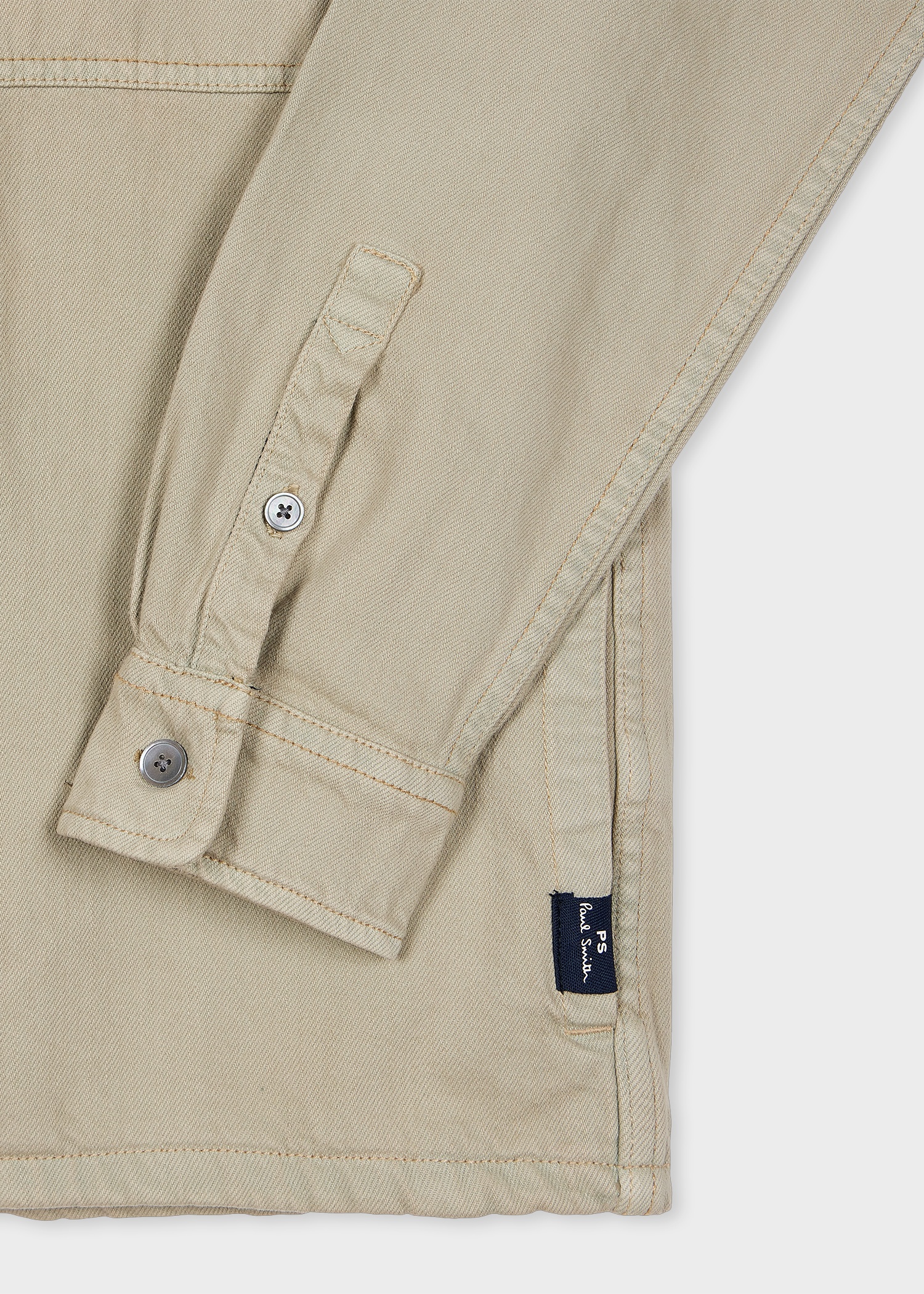 Beige Bleached Denim Shirt Jacket - 3