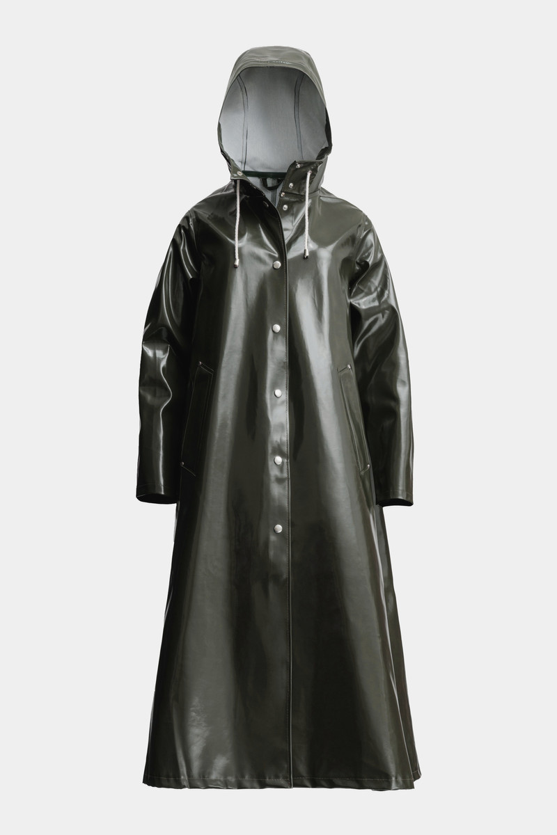 Mosebacke Long Opal Raincoat Green 1