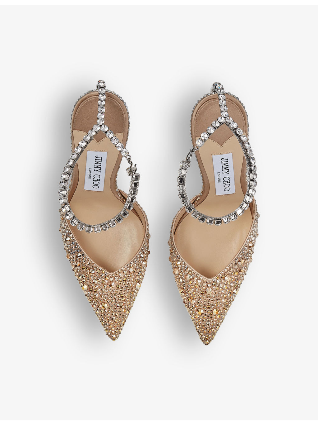 Saeda 100 crystal-embellished satin heeled courts - 3