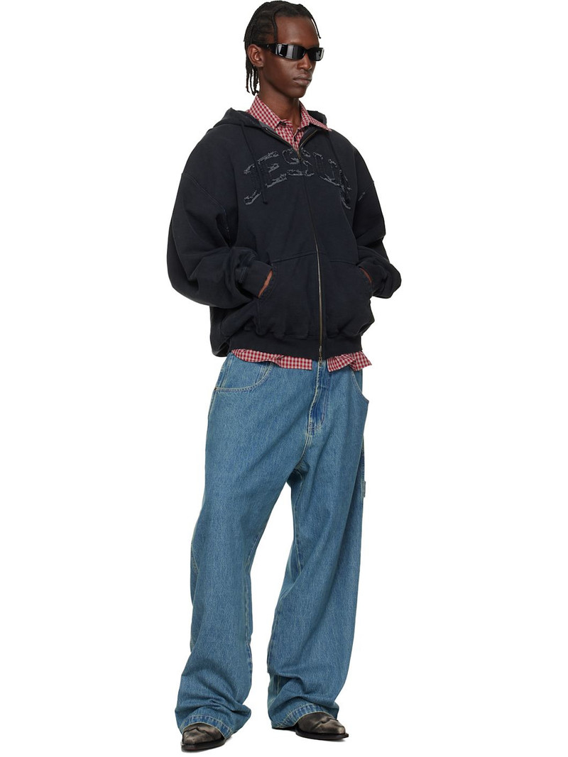 VETEMENTS Black 'Jesus Christ' Zip-Up Hoodie outlook