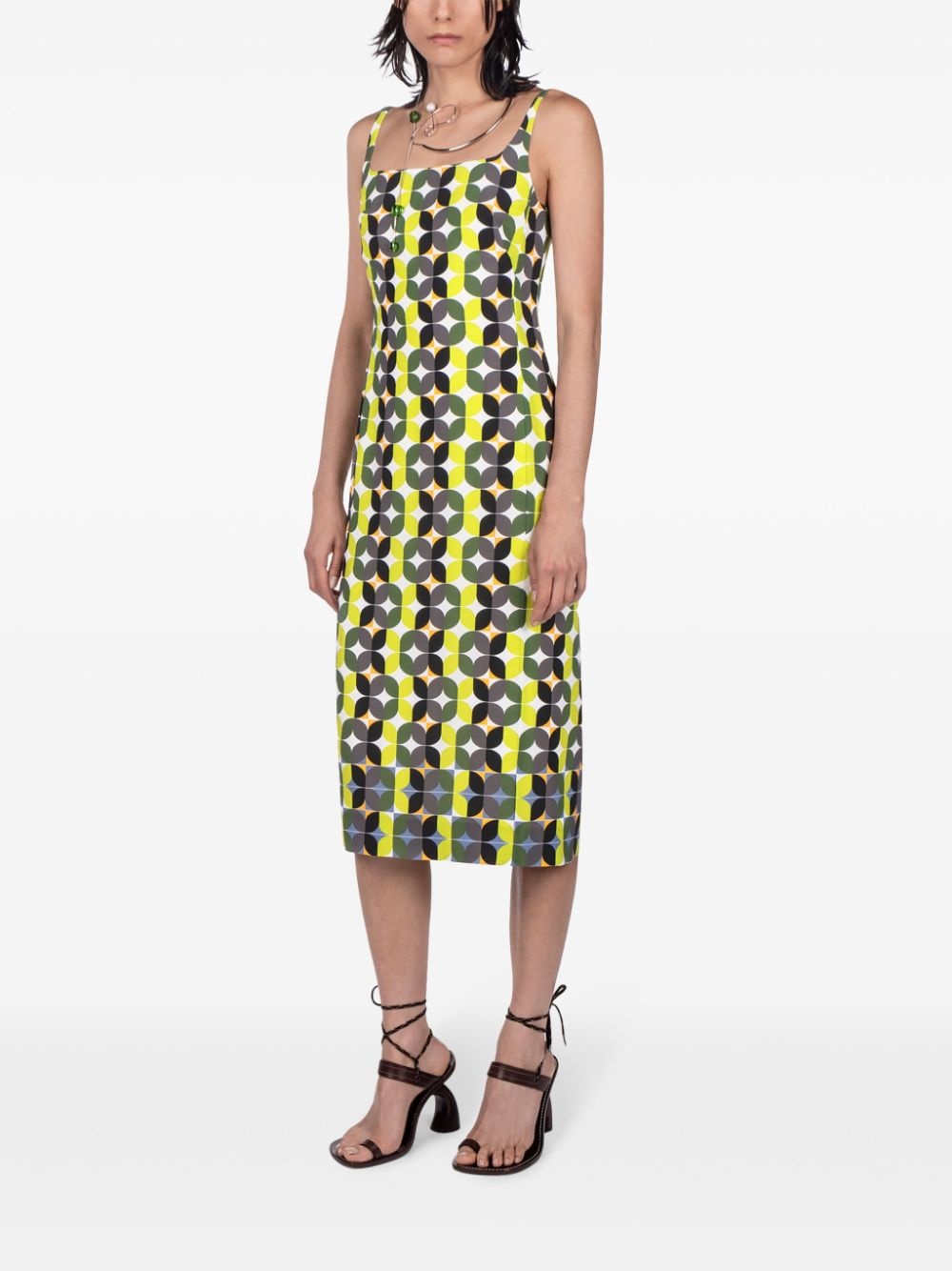 geometric-print midi dress - 2
