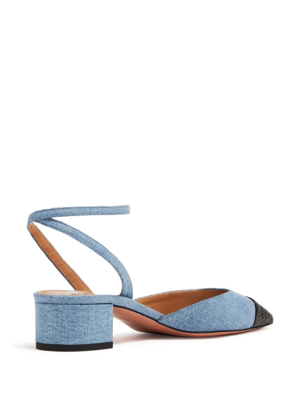 square-toe denim pumps - 3