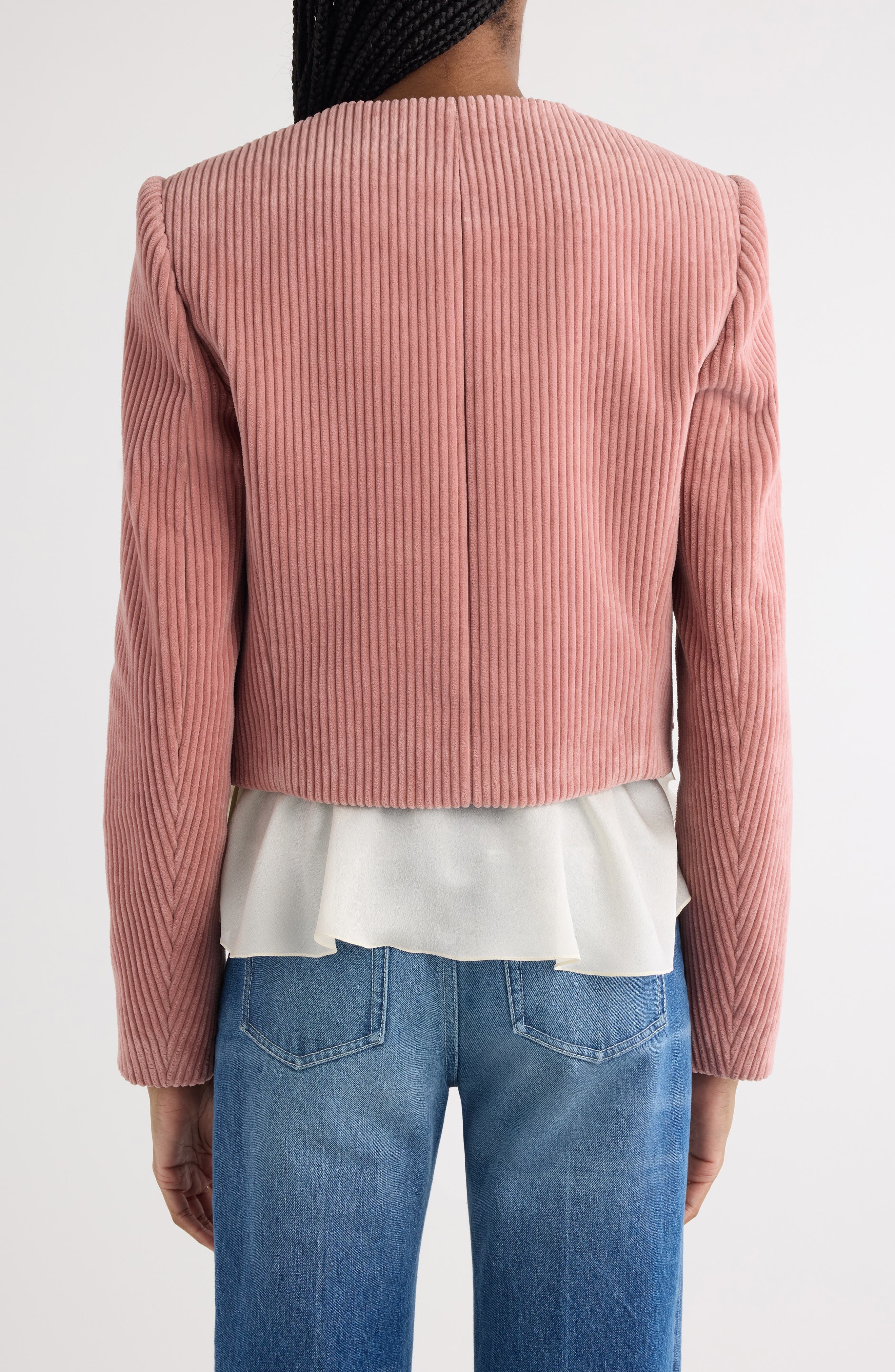 Chloé Crop Corduroy Jacket in Wild Pink at Nordstrom - 3