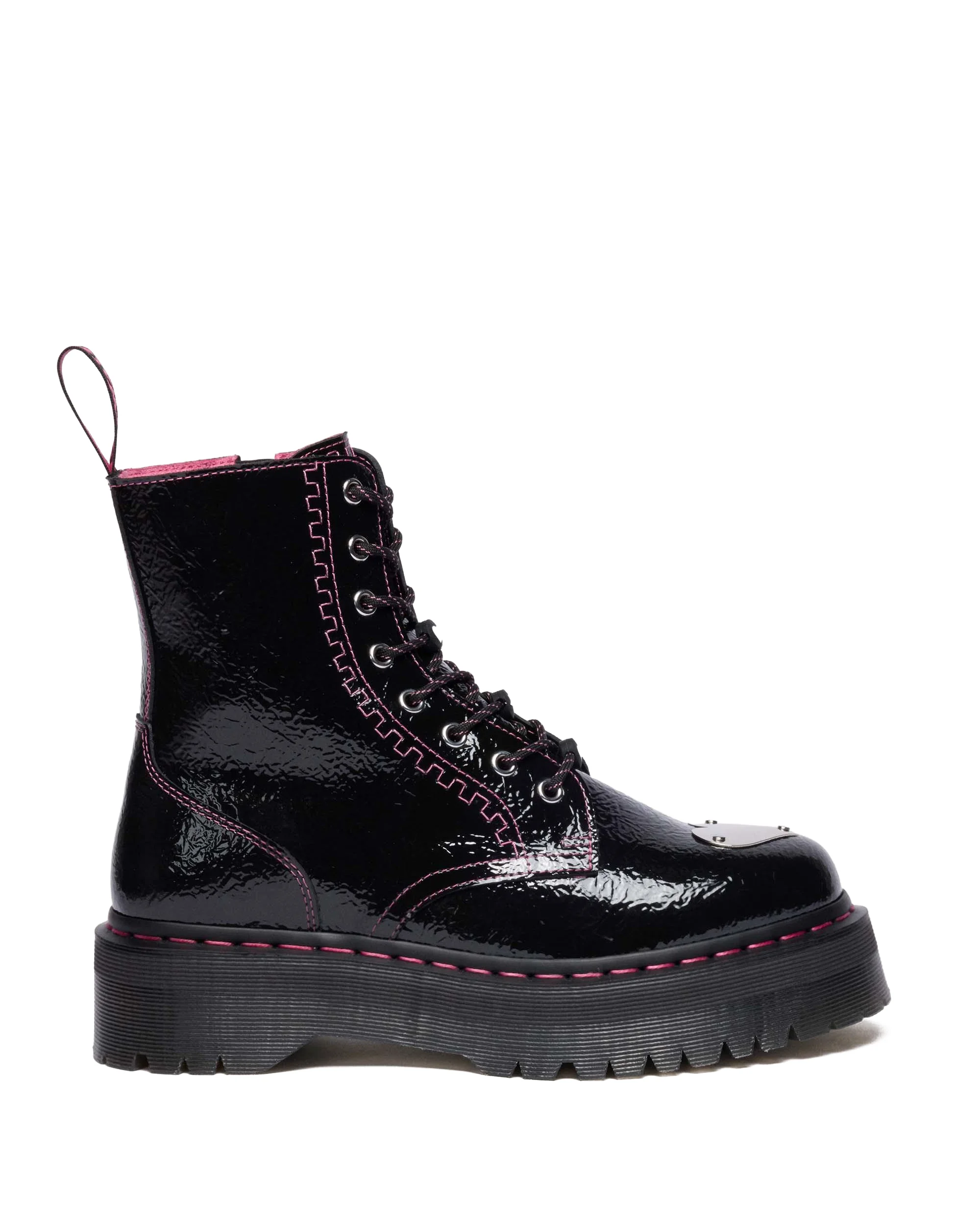 Jadon Distressed Patent Leather Platform Boots - 1