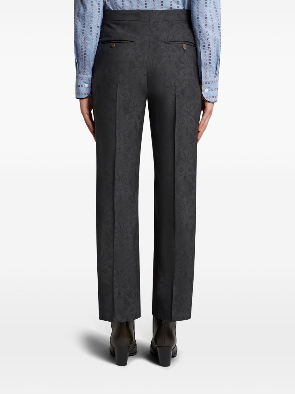 floral-jacquard trousers - 4