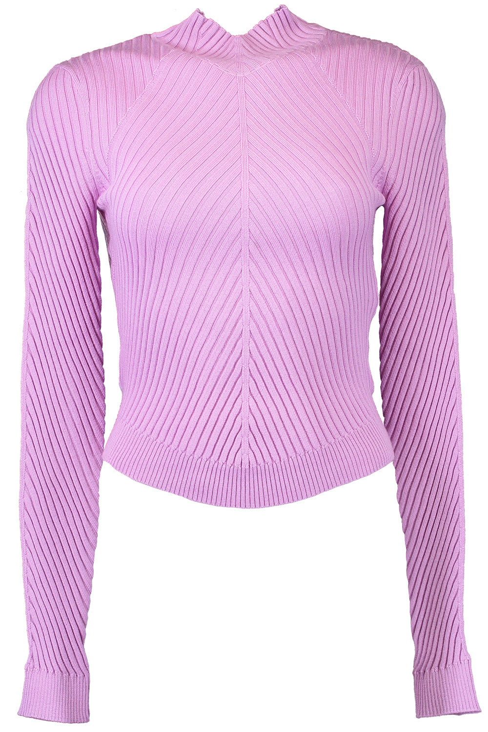 Ribbed Long Sleeve Polo Top - 1