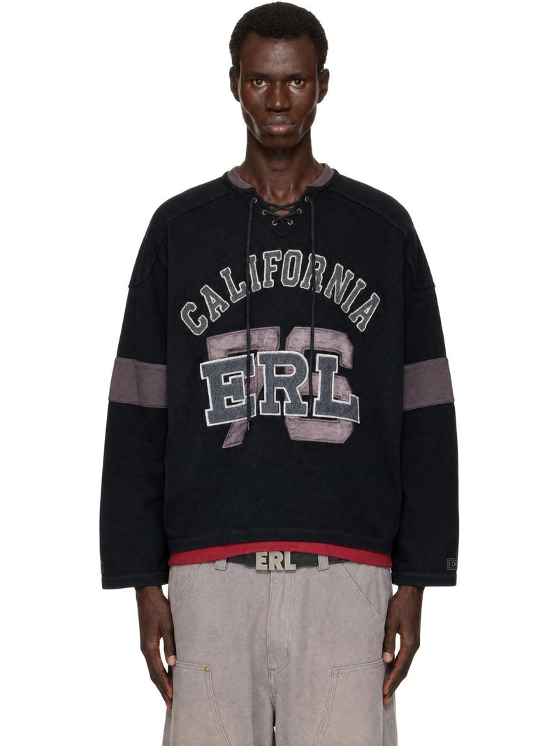 Black Laced Hockey Jersey Sweater 1