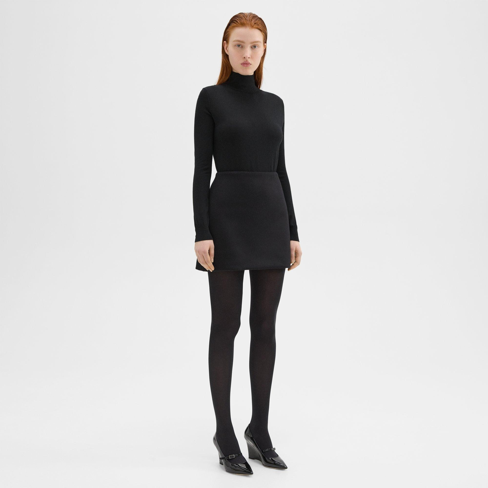 High-Waist Mini Skirt in Double-Face Wool-Cashmere - 3