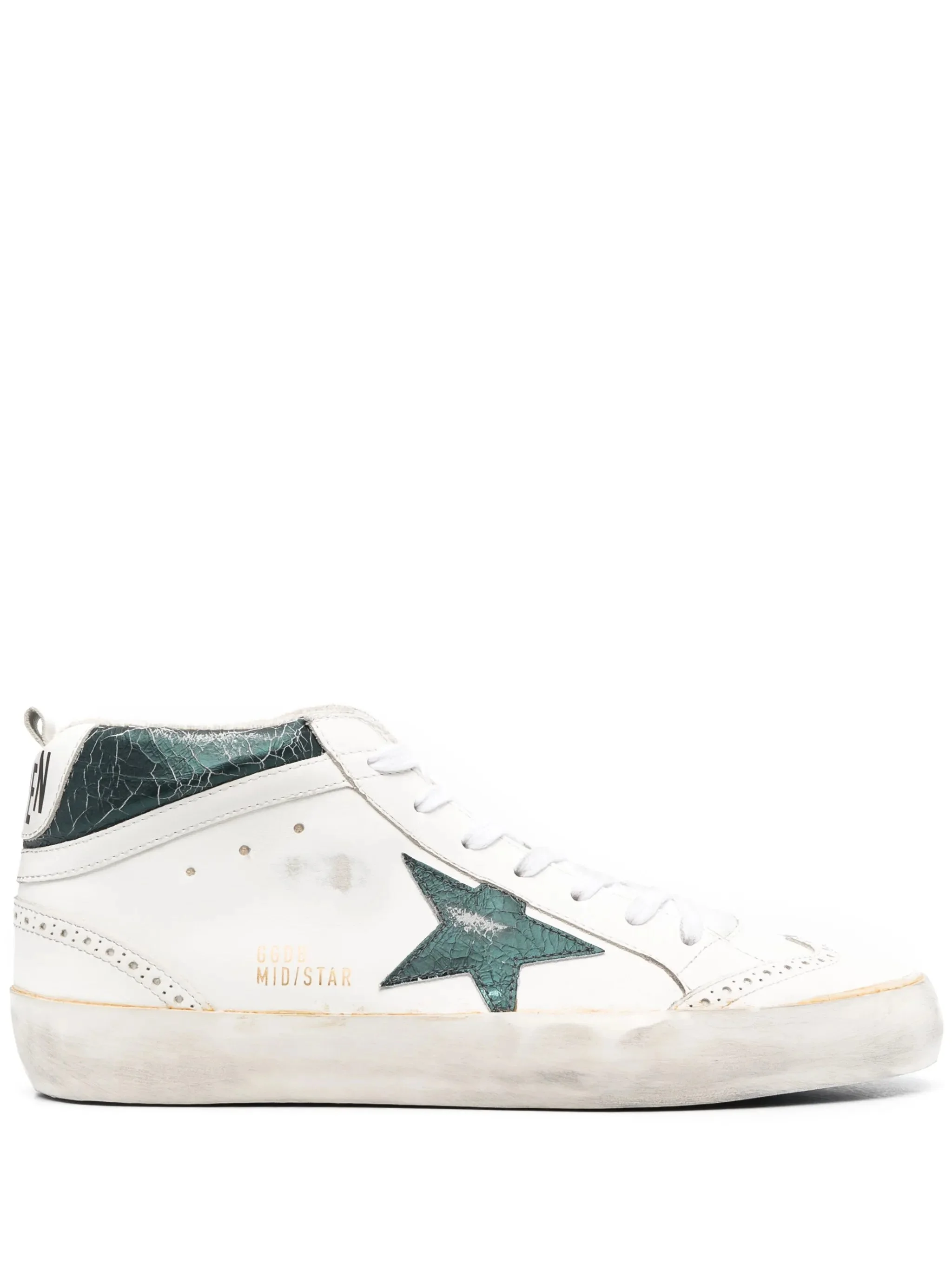 Golden Goose Cracked-effect Mid Star Sneakers - 1